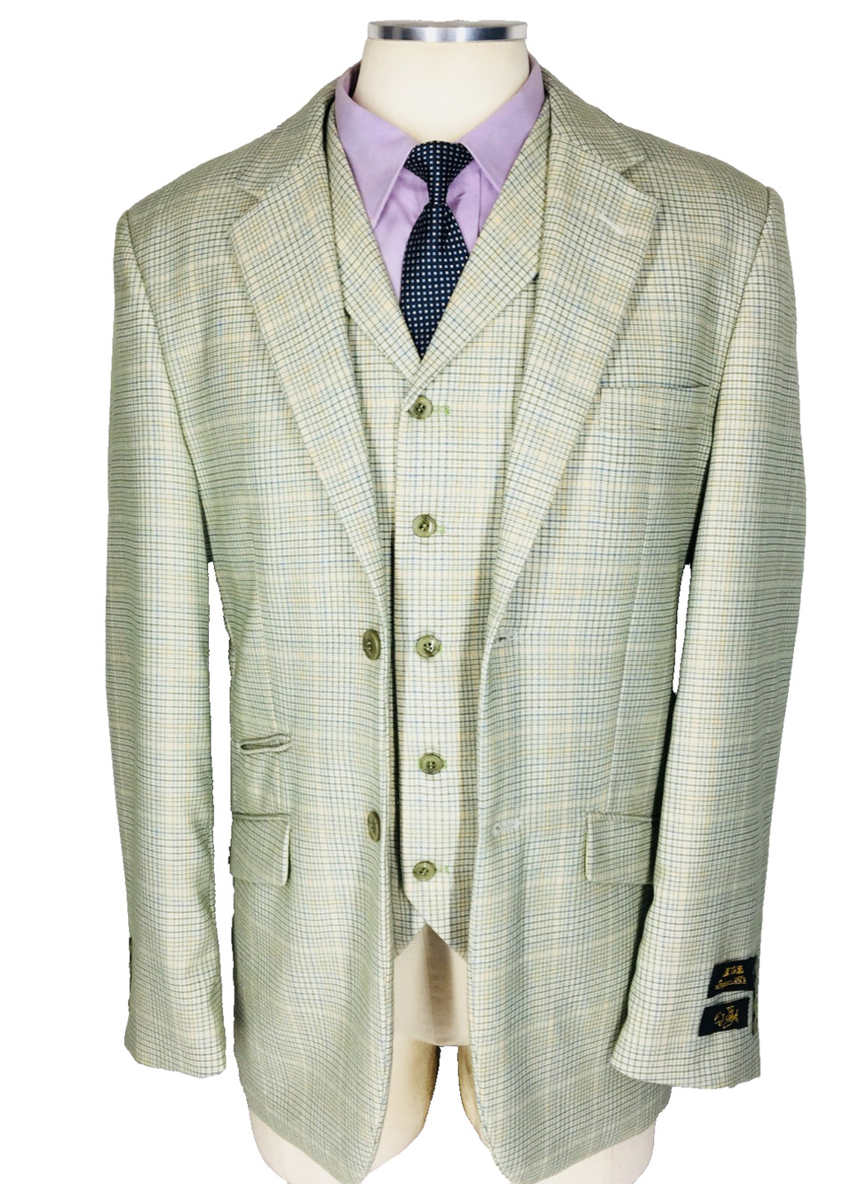 NWT 38R EJ Samuel Italy Mens 2 Button Wool Blazer Jacket W/Vest Waistcoat